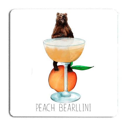 Peach Bearllini Drinks Coaster - Pack of 5
