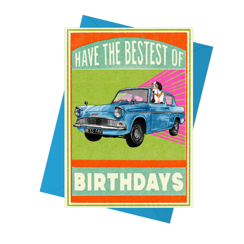 Bestest Birthday Vintage Car Greeting Card by Fawn & Thistle