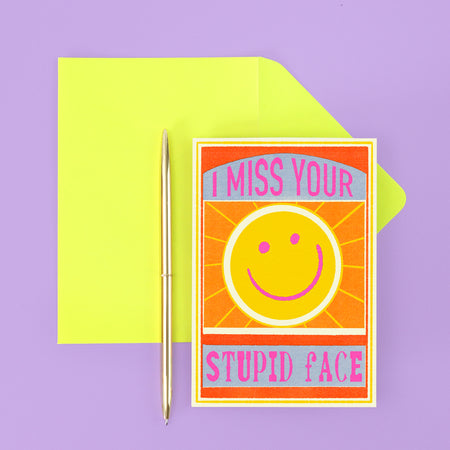 Miss Your Stupid Face Greeting Card by Fawn & Thistle