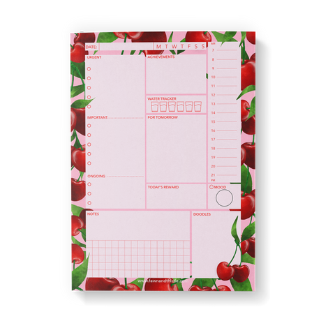 A5 Cherry Daily Desk Pad Planner - Pack of 3