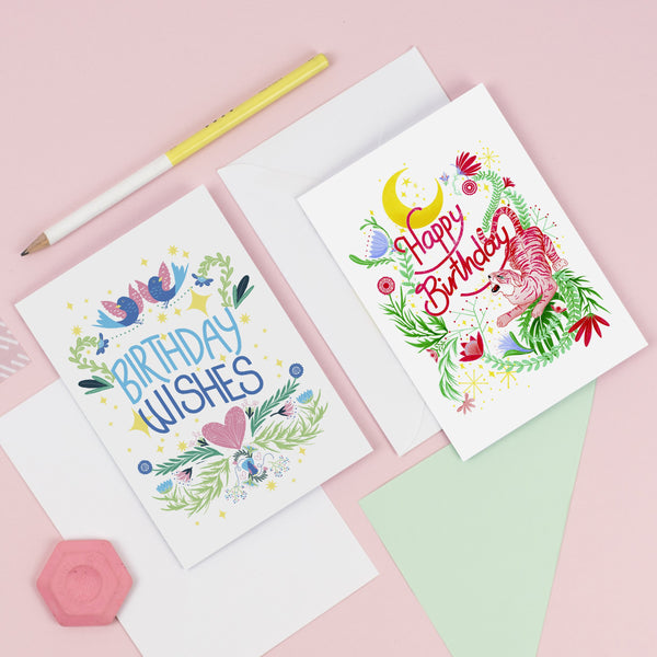 Folksy Birthday Wishes card by Fawn & Thistle