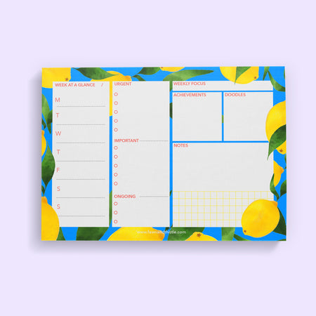 A5 Lemon Weekly Desk Pad Planner - Pack of 3