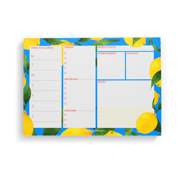 A5 Lemon Weekly Desk Pad Planner - Pack of 3