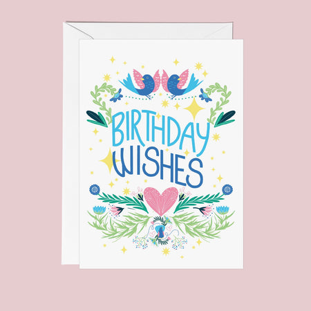 Folksy Birthday Wishes card by Fawn & Thistle