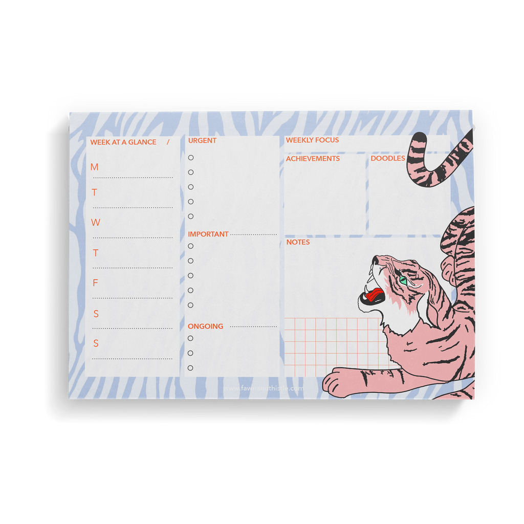 A5 Tiger Weekly Desk Pad Planner - Pack of 3