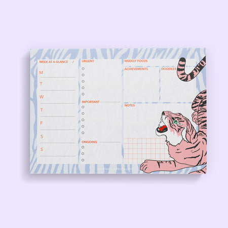 A5 Tiger Weekly Desk Pad Planner - Pack of 3