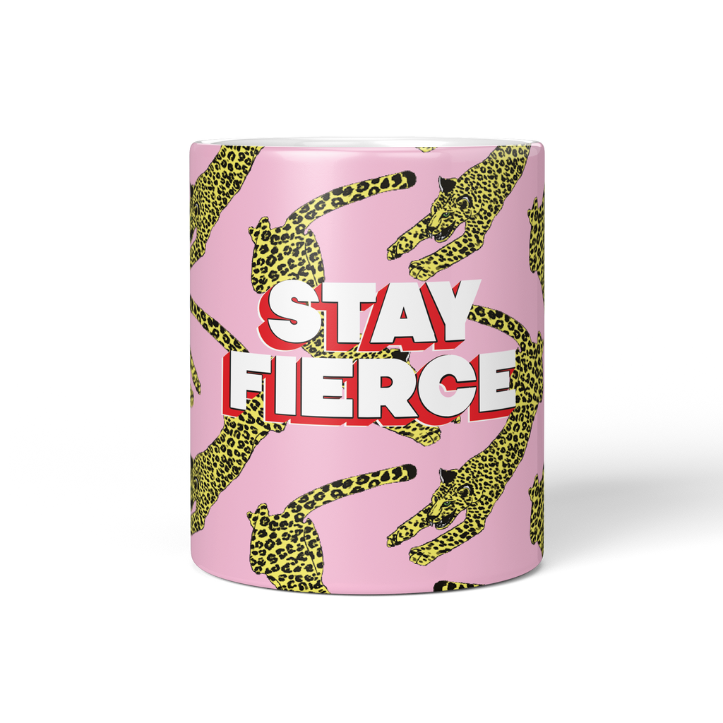 Stay Fierce Pink Leopard Coffee Mug