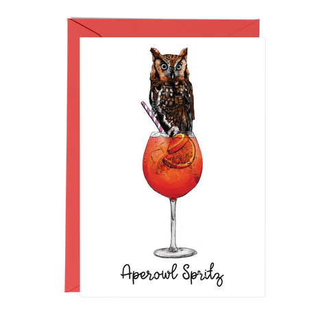 Aperol Spritz & Owl birthday card