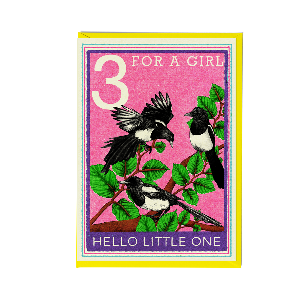 Matchbox Magpie New Baby Girl Greeting Card - Pack of 6