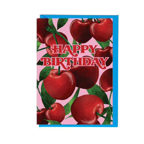 Bubblegum Happy Birthday Cherries Greeting Card - Pack of 6