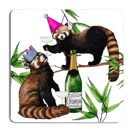 Party Red Pandas Drinks Coaster - Pack of 5