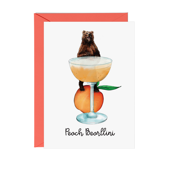 Peach Bearllini Greeting Card - Pack of 6