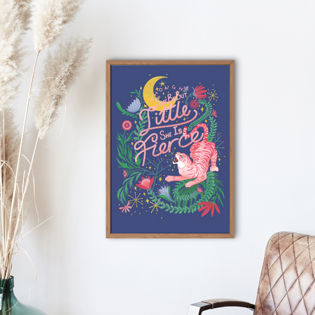 'Though She Be But Little She Is Fierce' Art Print : Blue Variation | Fawn & Thistle | Shakespeare Quote