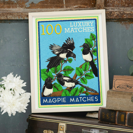 A Murder of Magpies Matchbox Art Print | Pack Of Two