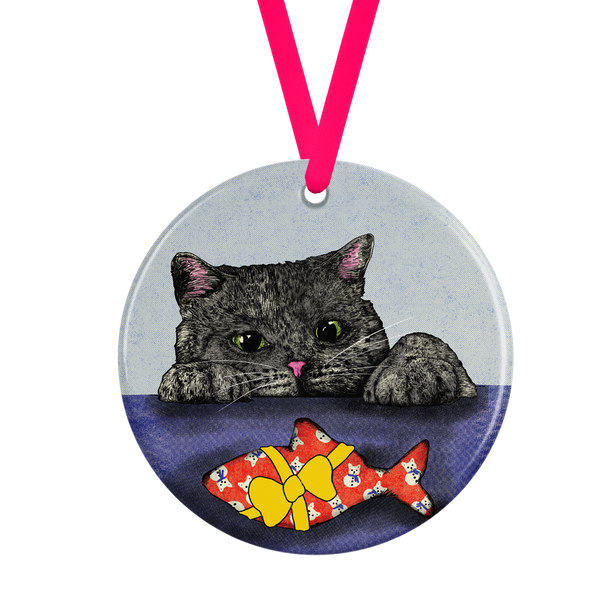 Sneaky Cat Ceramic Christmas Tree Decoration - Case of 3