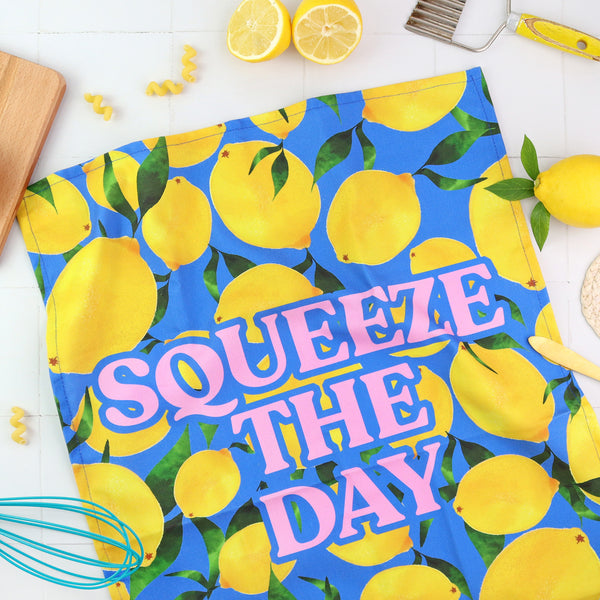 Squeeze The Day Lemons Tea Towel - Pack of 3