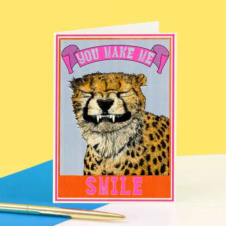 Matchbox You Make Me Smile Cheetah Greeting Card - Pack of 6