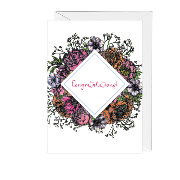 Meadow Floral 'Congratulations' Card - Pack of 6