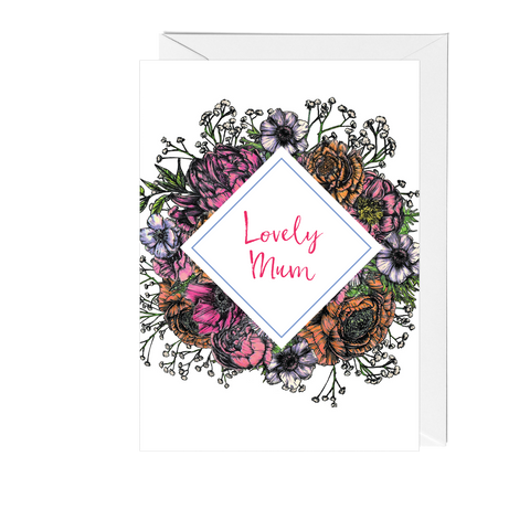 Meadow Floral 'Lovely Mum' Card - Pack of 6