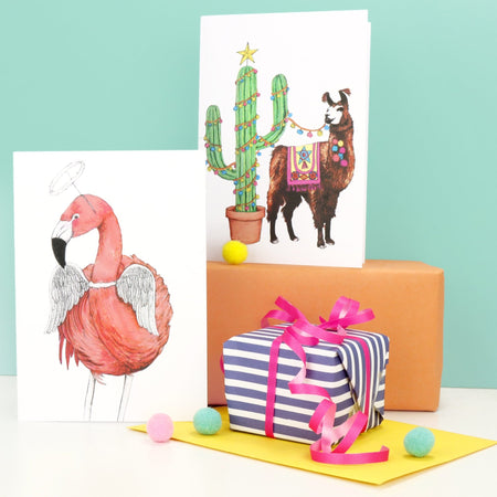 Festive Fiesta Flamingo Christmas Card - Fawn and Thistle