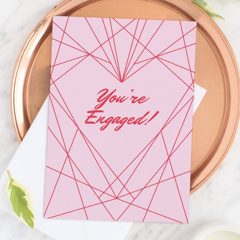 Geometric Heart Engagement Greeting Card - Fawn and Thistle