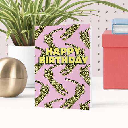 Happy Birthday Leopard Greetings Card - Fawn and Thistle