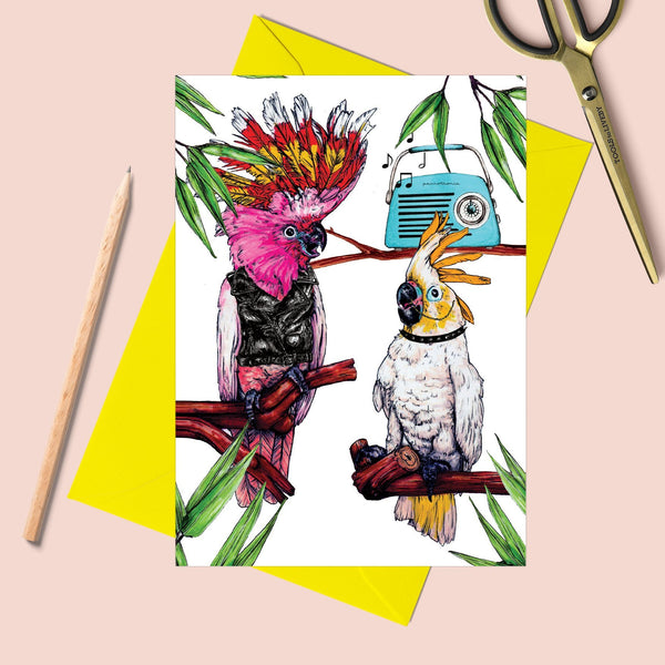 Party Cockatoos Greetings Card - Fawn and Thistle