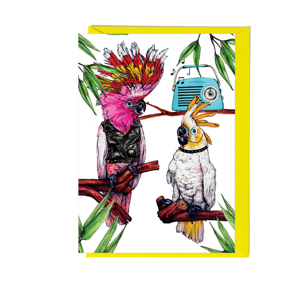 Party Cockatoos Greetings Card - Fawn and Thistle