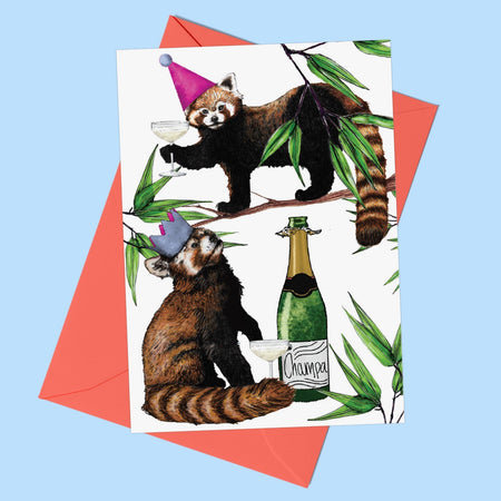 Party Red Pandas Greeting Card - Fawn and Thistle