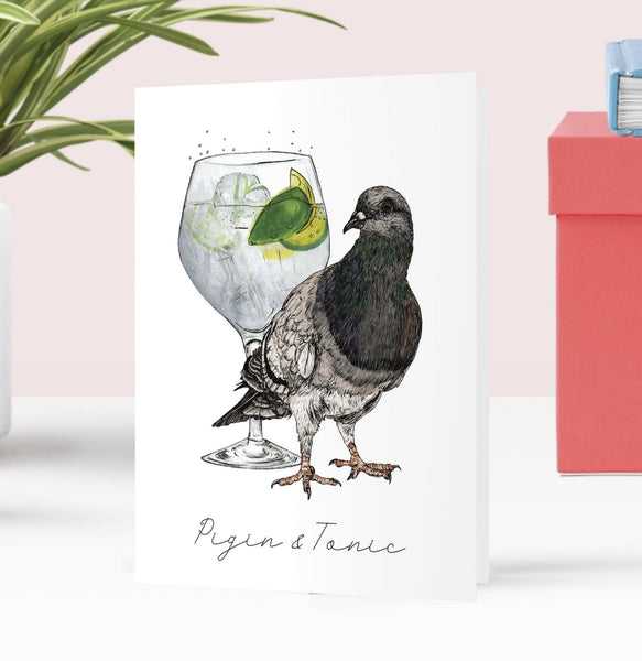 Pigin and Tonic Greeting Card - Fawn and Thistle