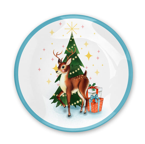 Retro Reindeer & Tree 10" Christmas Plate - Fawn and Thistle